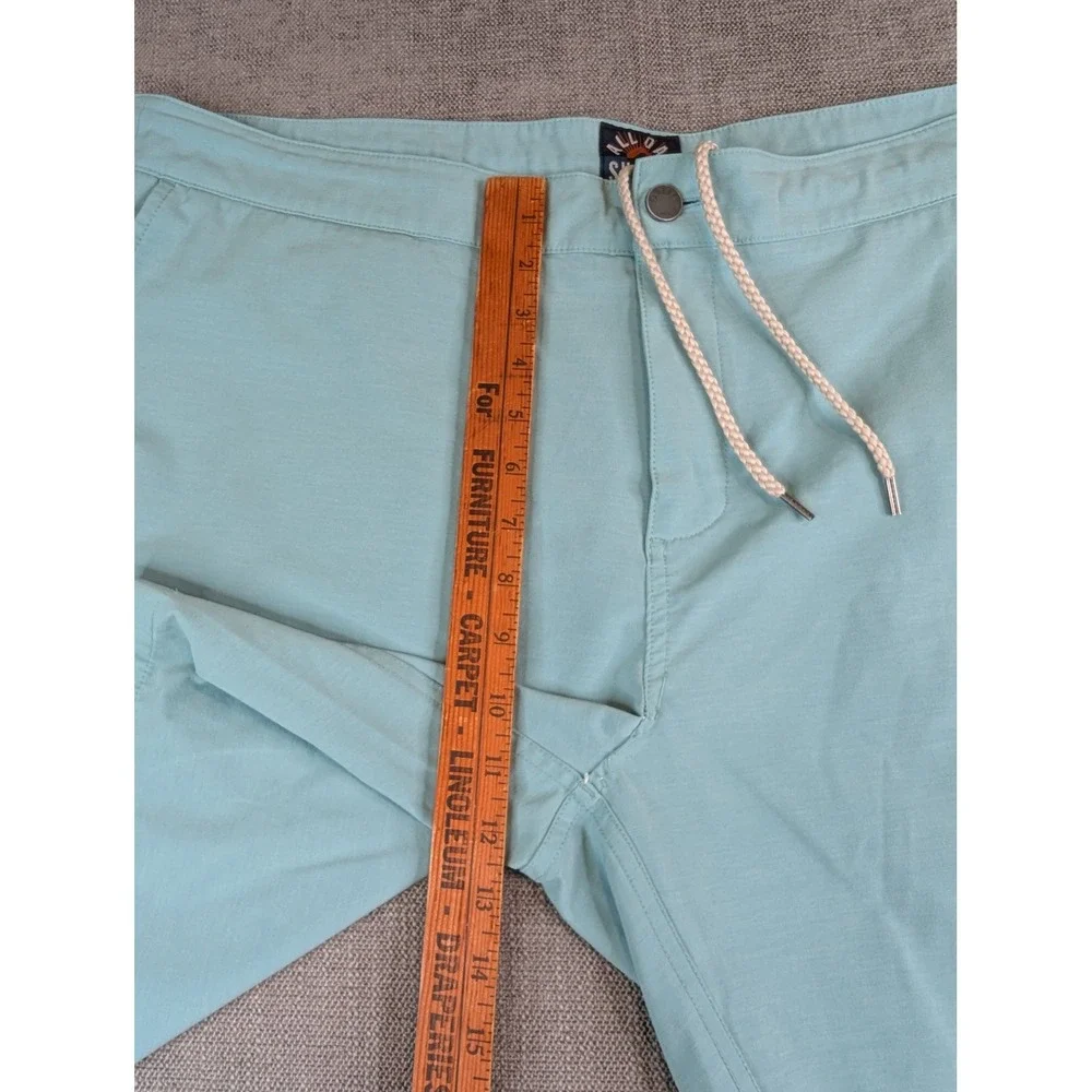 Faherty All Day Shorts Men Sz 40 Blue Aqua Stretch Performance Flat Front Trunks